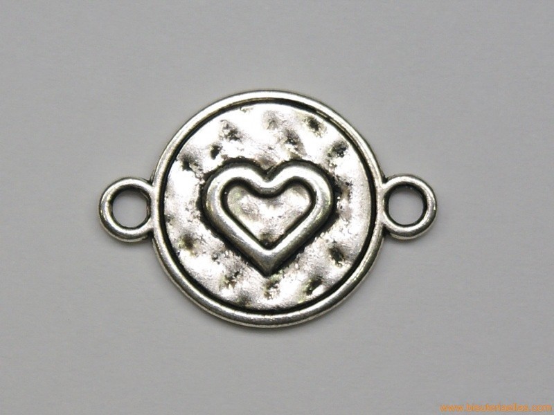 Entrepieza para pulsera 2 anillas corazón 16mm