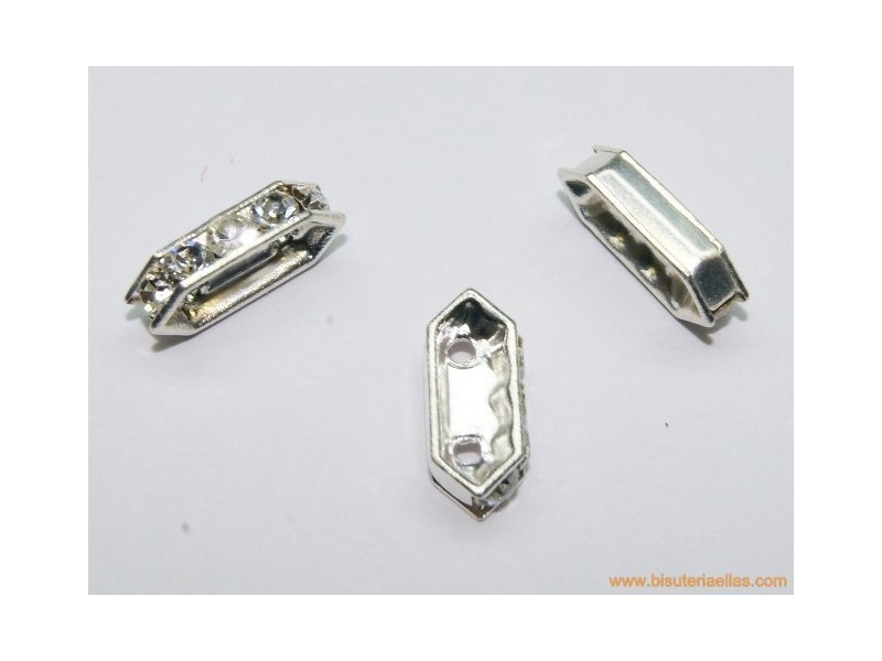 Separador 2 vías 5x10mm plateado-cristal