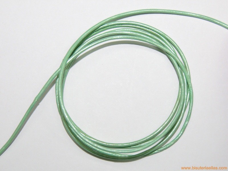 Cordón cuero 1,5mm verde pastel metálico