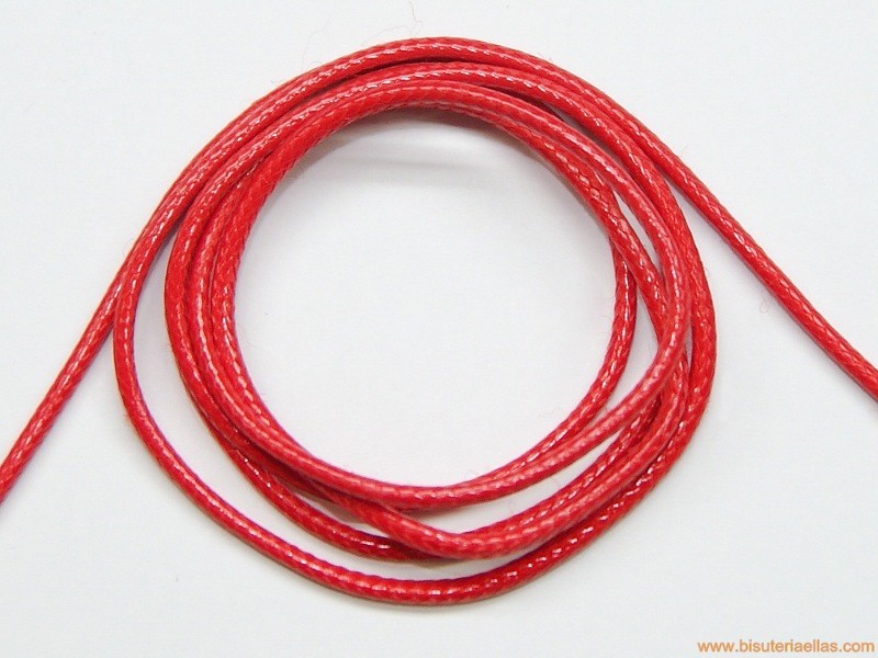 Cordón trenzado encerado 2mm rojo