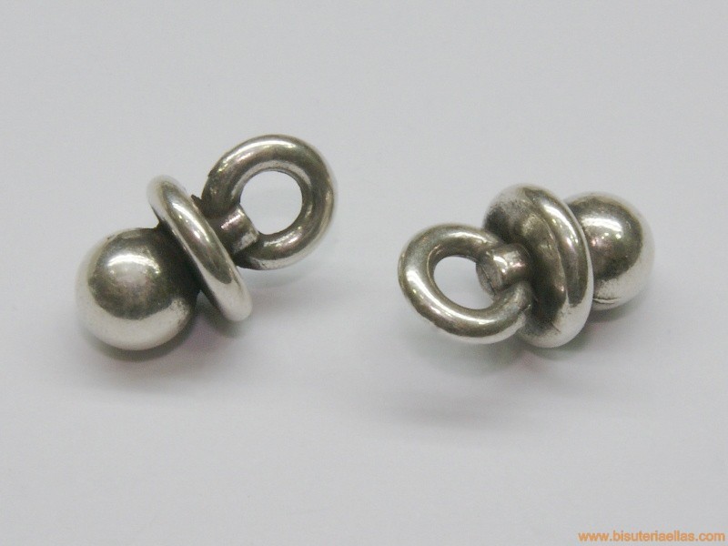 Charm zamak chupete 20mm baño plata
