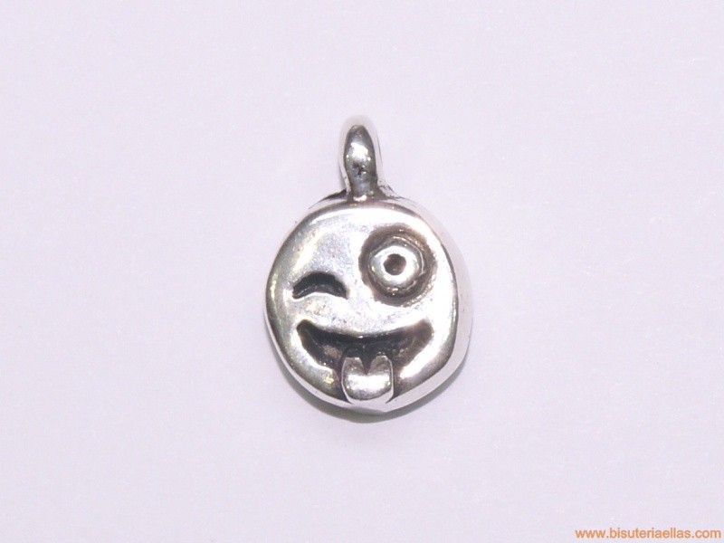 Charm zamak emoticono 11mm pillo baño plata