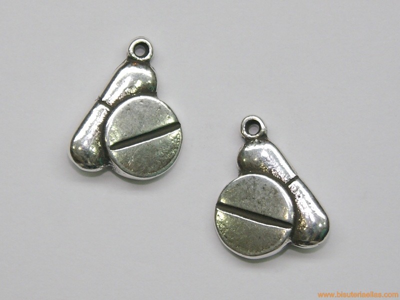 Charm zamak pastillas 17mm baño plata