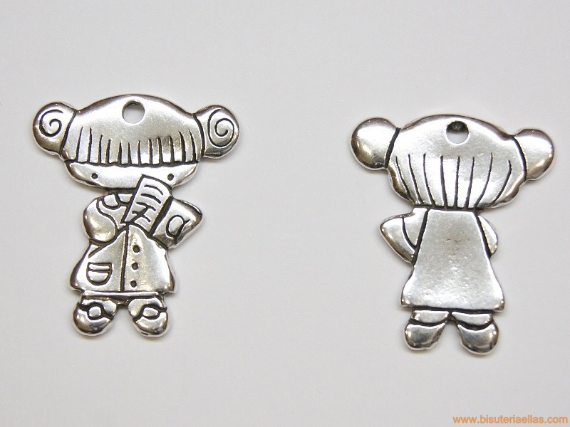 Colgante LOLA 38mm maestra en zamak baño plata