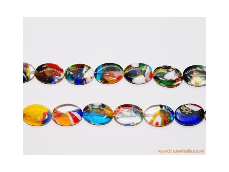 Oval cristal de murano pinceladas 18x12mm