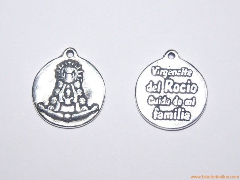 Medalla Virgen del Rocío 21mm zamak baño plata