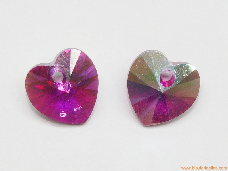 Corazón Swarovski 10mm Fuchsia AB