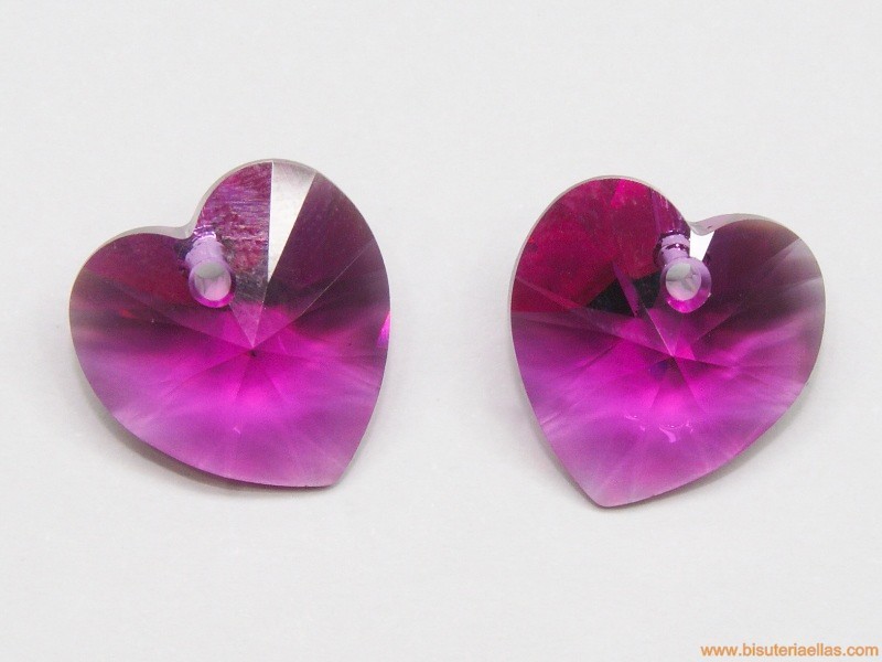 Corazón Swarovski 14mm Fuchsia