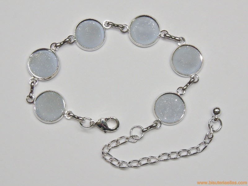 Pulsera para 6 cabujones Ø12mm plateada