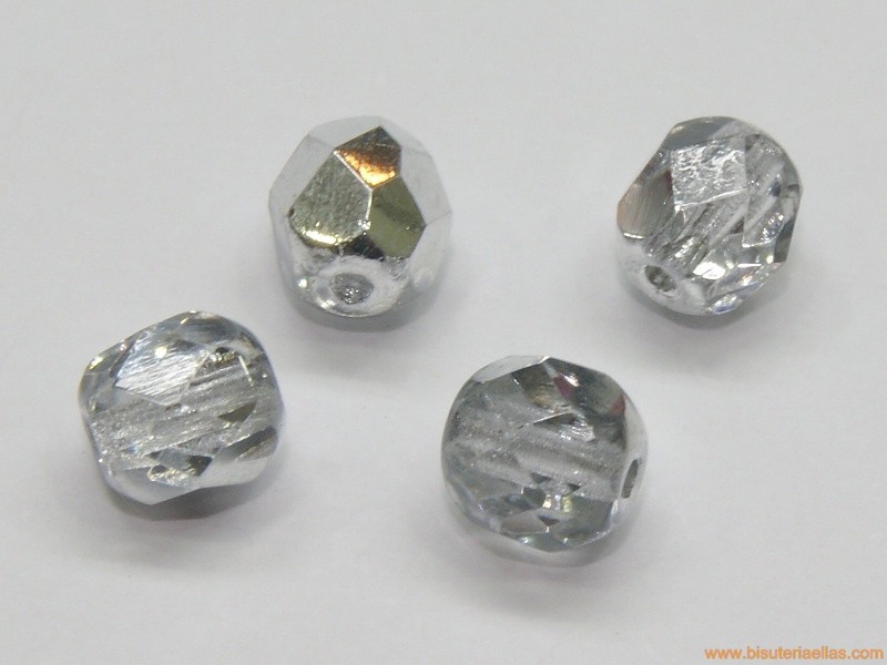 Bola facetada 6mm cristal-plata