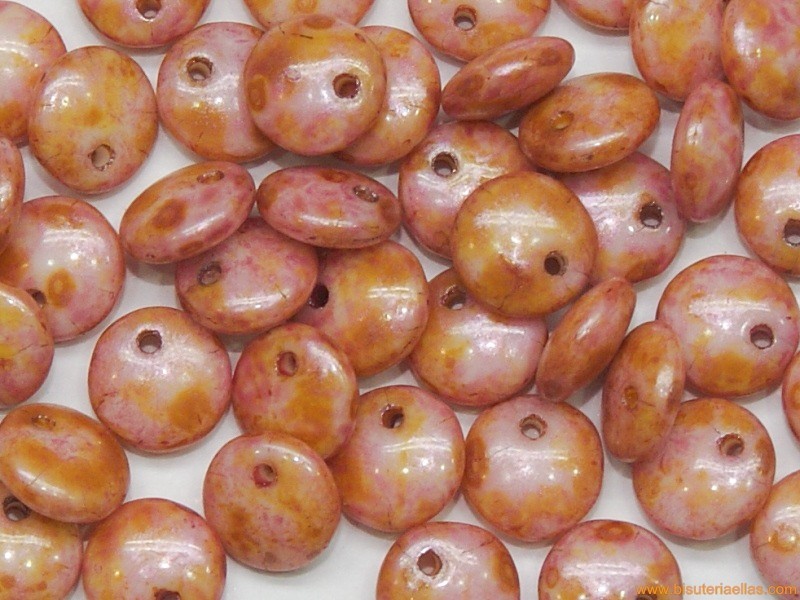 Lenteja cristal 6mm naranja jaspeado