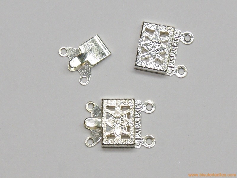 Cierre 2 vías 15x10mm plateado