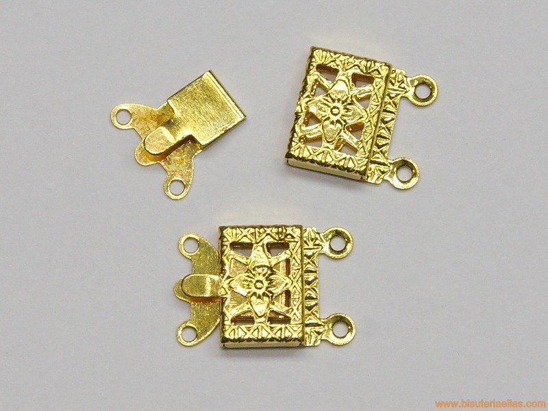 Cierre 2 vías 15x10mm dorado