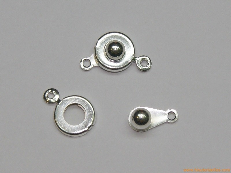 Cierre presión disco Ø9mm zamak baño plata