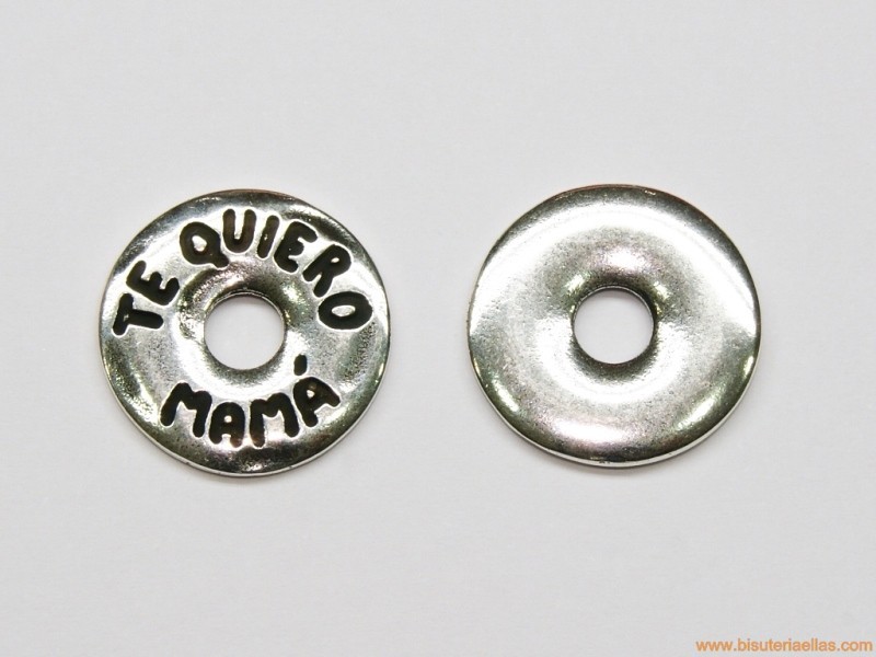 Entrepieza redonda 24mm MAMA en zamak baño plata