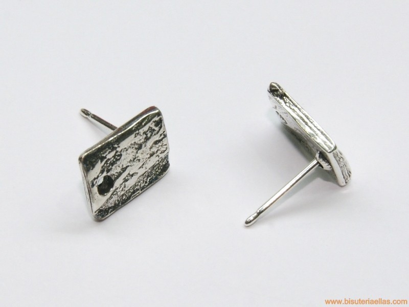 Cabezal pendiente rectángulo 12x9mm zamak baño plata