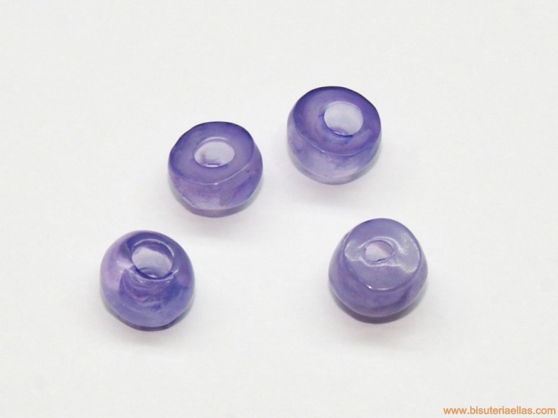 Donut irregular de resina 7mm paso 2,5mm morado