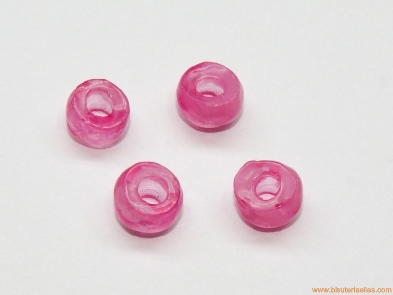 Donut irregular de resina 7mm paso 2,5mm rosa