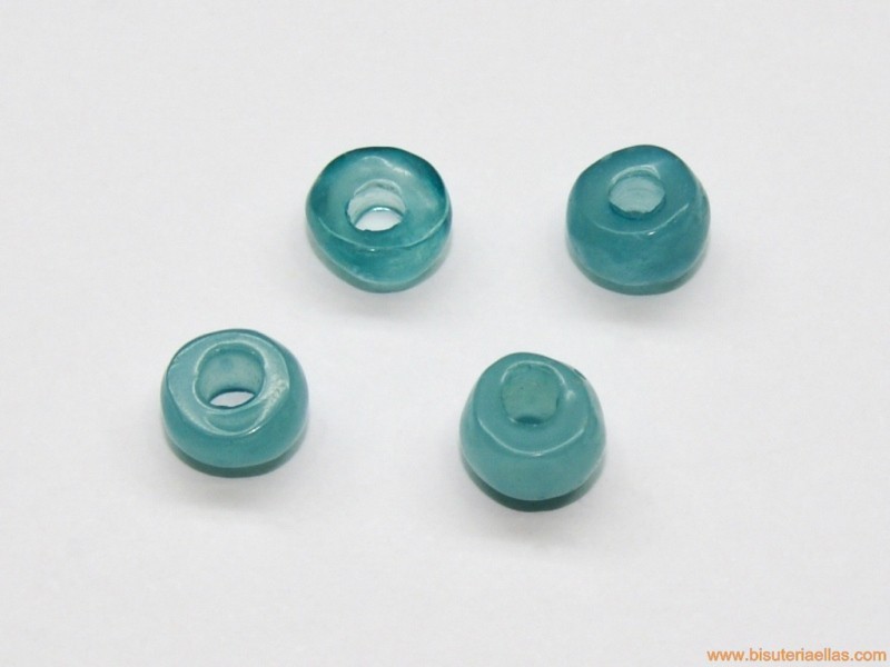 Donut irregular de resina 7mm paso 2,5mm turquesa
