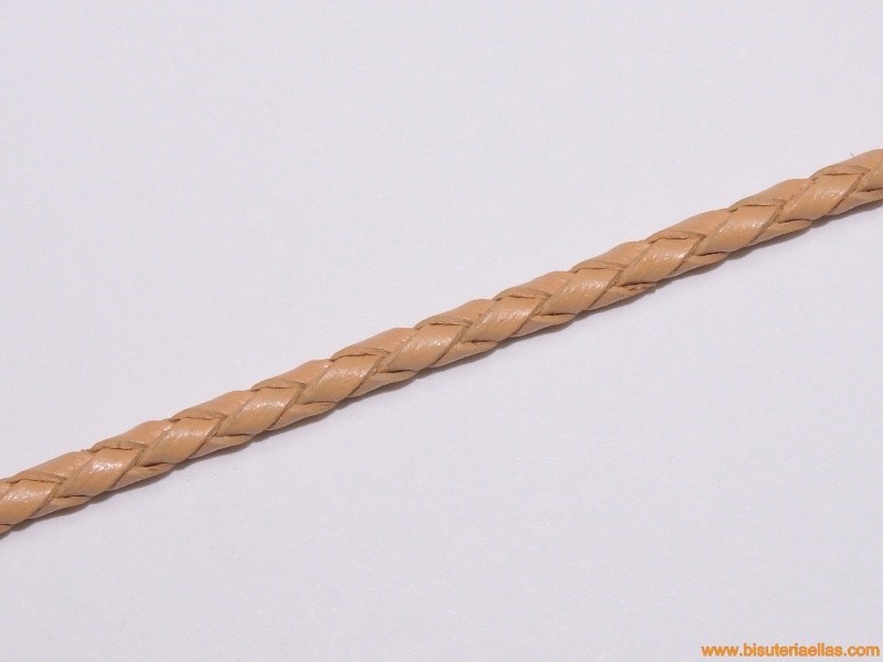 Cuero trenzado tubular 3mm color natural