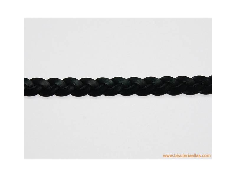 Cuero trenza plano 7mm negro