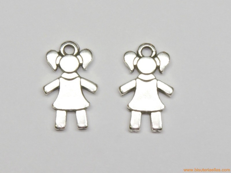 Charm zamak niña 15mm baño plata