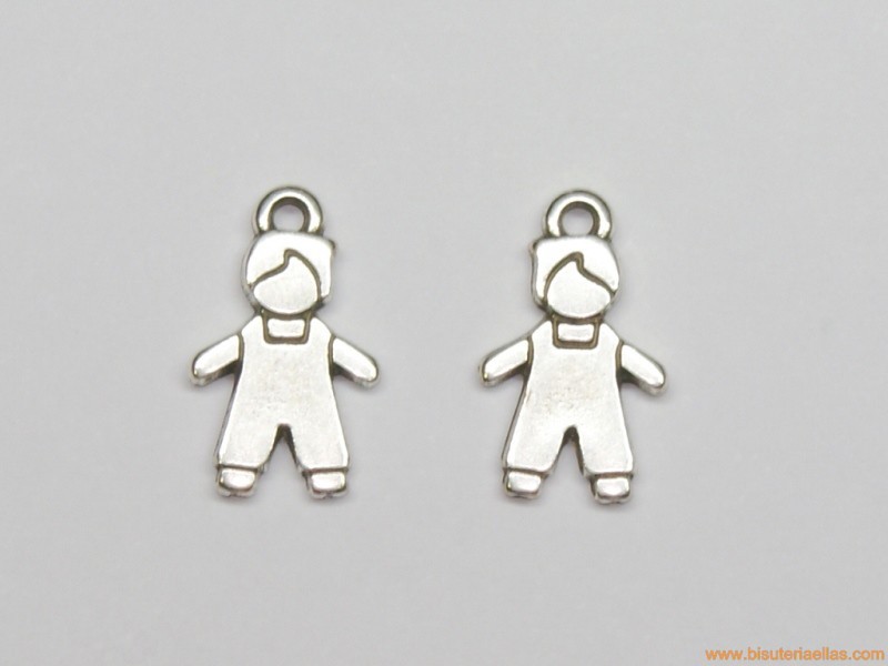 Charm zamak niño 15mm baño plata