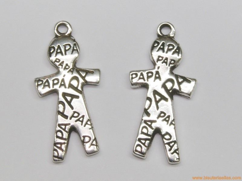 Colgante muñeco PAPA 37mm zamak baño plata