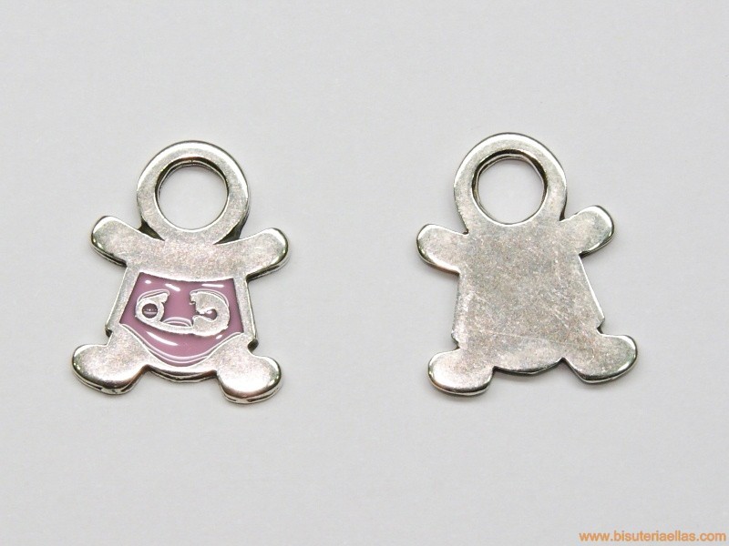 Charm zamak bebé niña 20mm baño plata