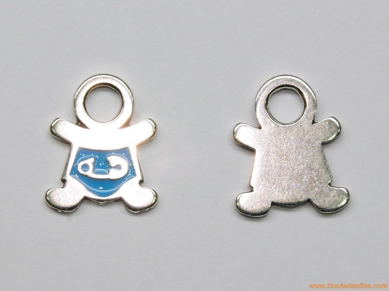 Charm zamak bebé niño 20mm baño plata