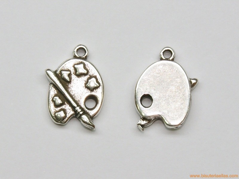 Charm zamak paleta de pintor 17mm baño de plata