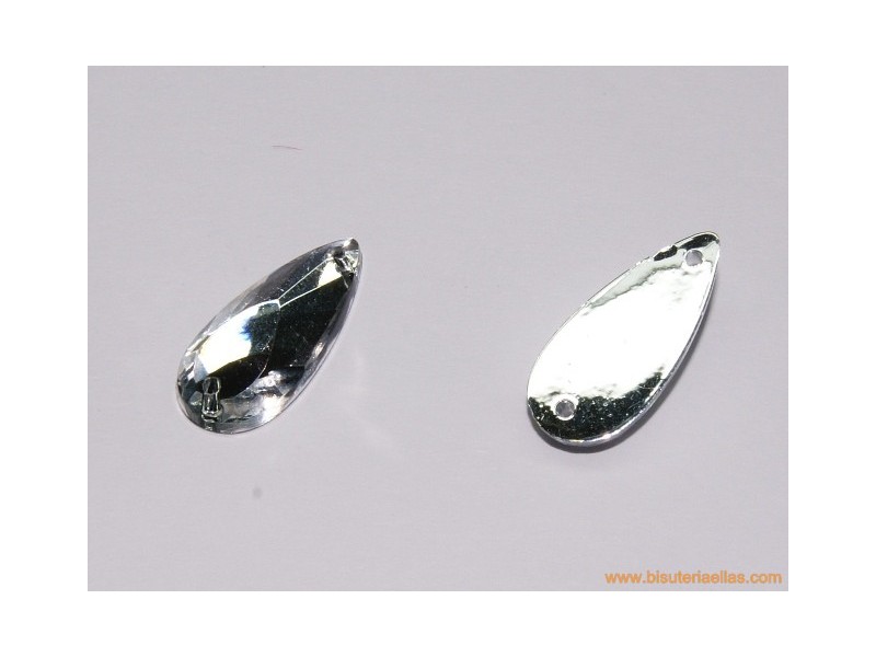 Tacha cristal para coser lágrima 18x8mm