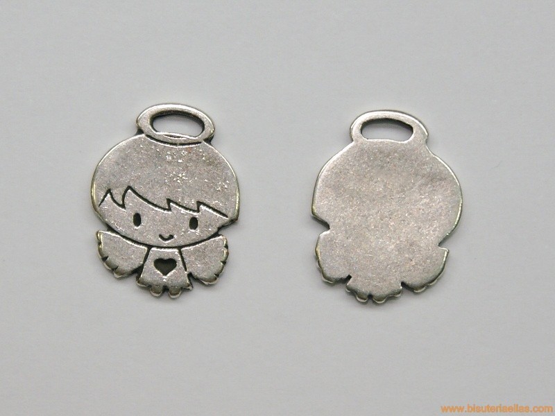 Charm zamak angelito 15mm baño plata