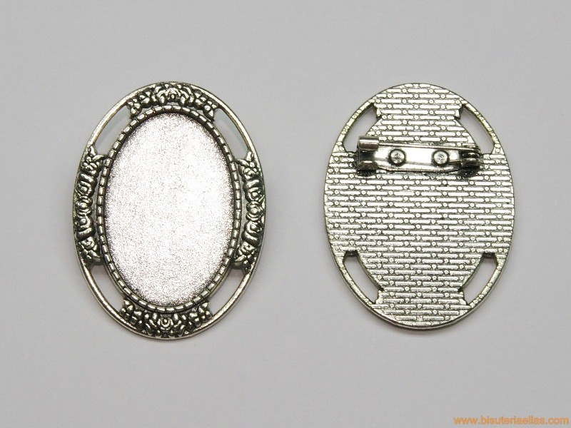 Base broche para camafeo 30x20mm