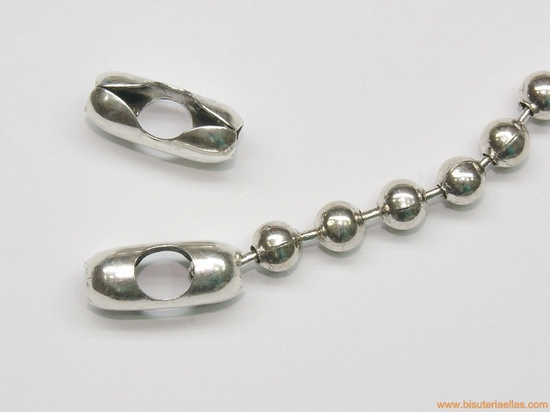 Cierre para cadena bolas 6mm baño plata