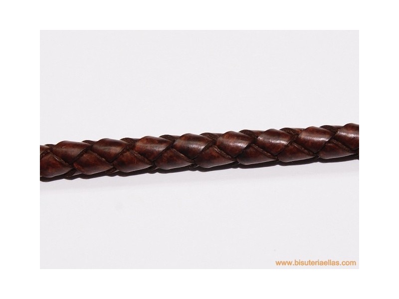 Cuero trenzado tubular 5mm m. chocolate