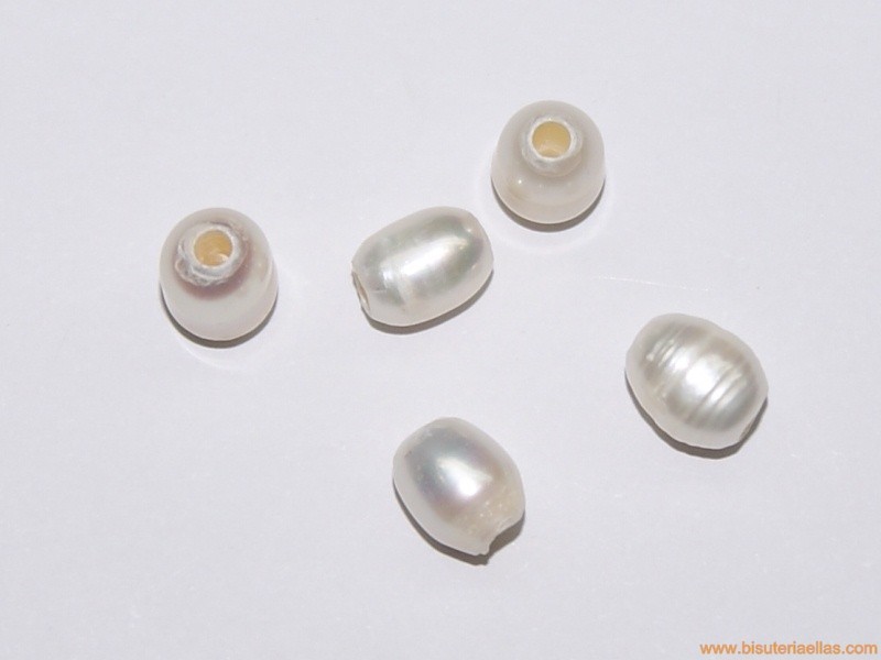 Perla cultivada alargada 10x8mm paso 2,5mm (sueltas)