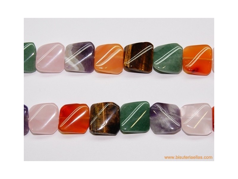 Cuadrado retorcido ágatas variadas 17x17mm