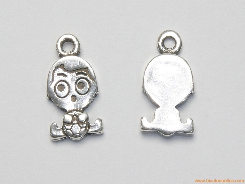 Charm zamak bebé niño 20mm baño plata