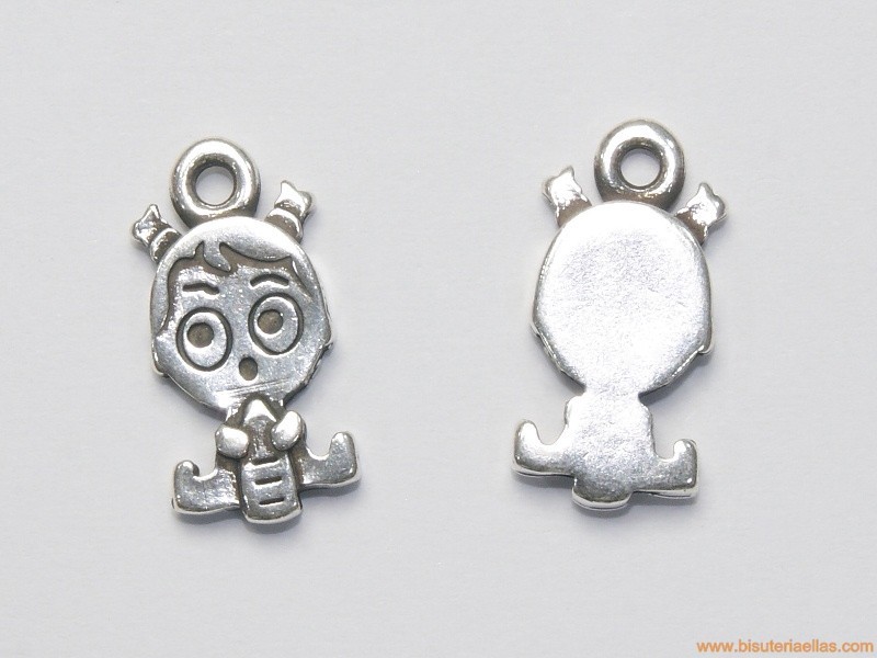 Charm zamak bebé niña 20mm baño plata