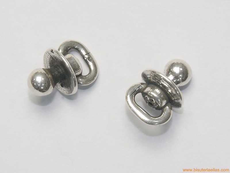 Charm zamak chupete 15mm baño plata