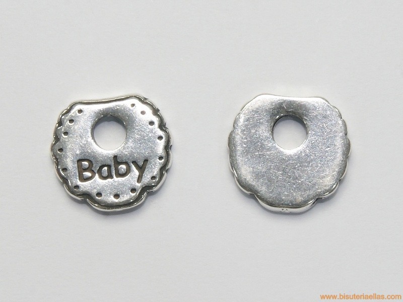 Charm zamak babero 14mm baño plata