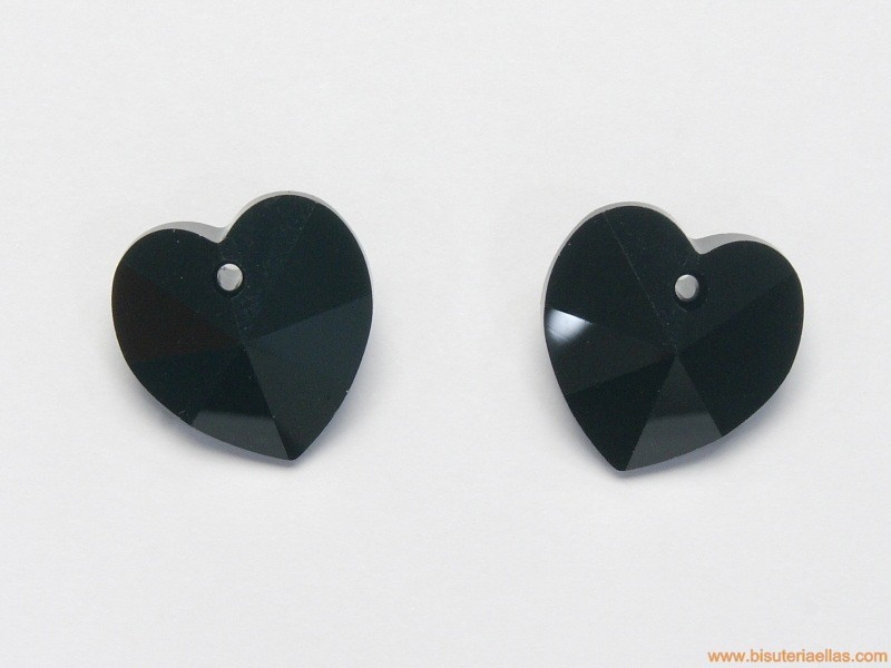 Corazón Swarovski 18mm Jet