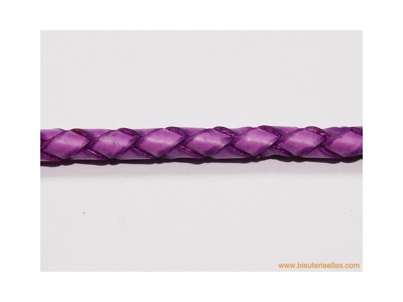 Cuero trenzado tubular 5mm morado