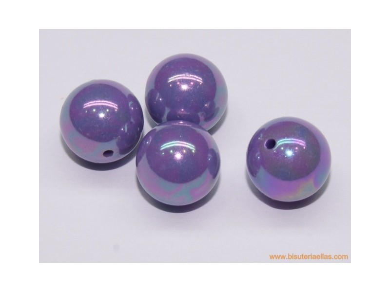 Perla poliresina 1/2 taladro Ø10mm amatista efecto
