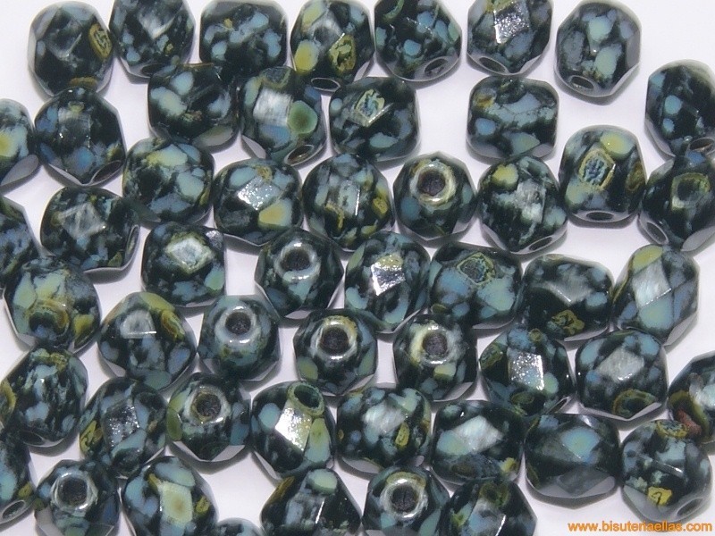 Bola facetada 4mm negro jaspeado