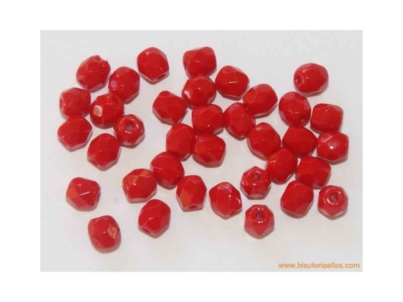Bola facetada 4mm rojo opaco