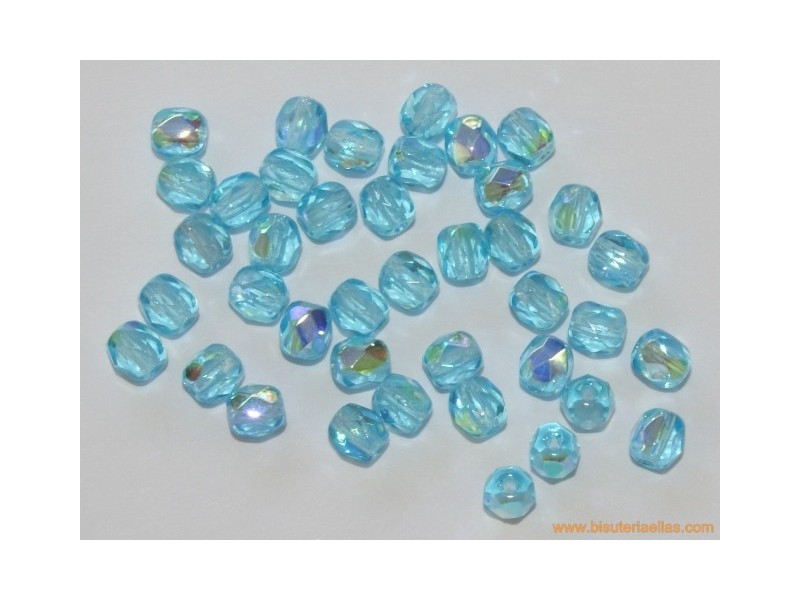 Bola facetada 4mm turquesa transparente AB