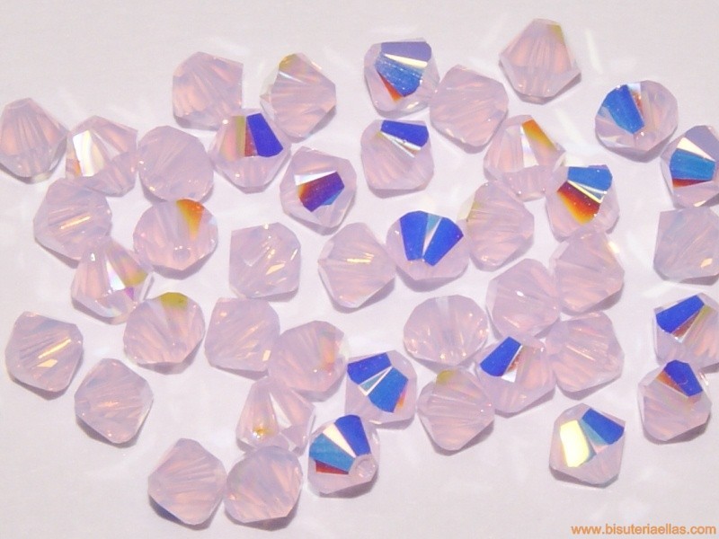 Tupí 4mm Swarovski rosa opal AB (5 uds.)