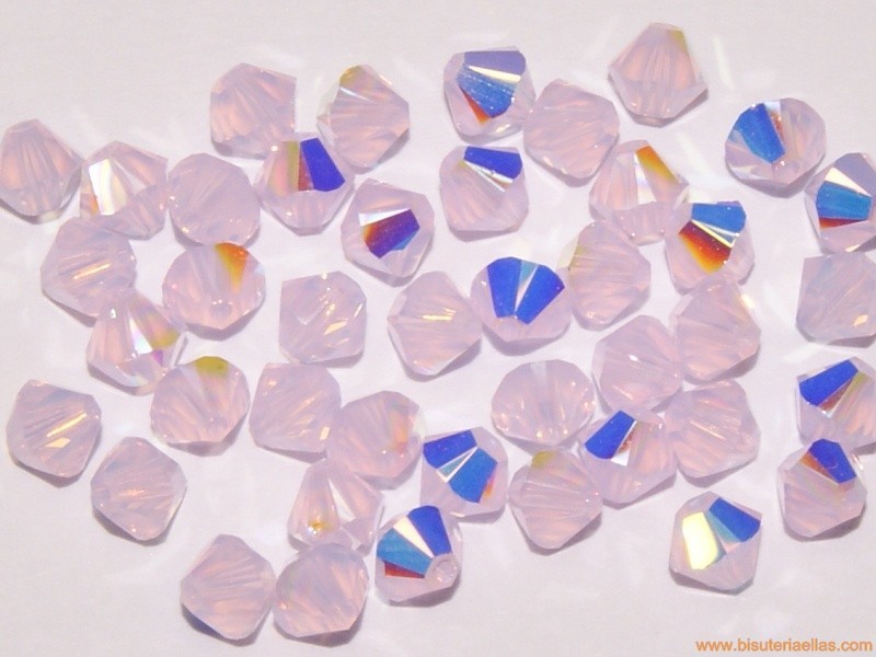 Tupí 4mm Swarovski rosa opal AB (100 uds.)